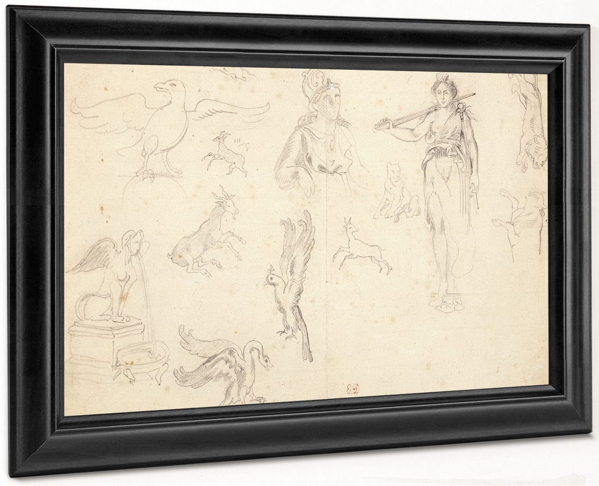 Animal And Figure Studies By Ferdinand Victor Eugene Delacroix Fine Art Print