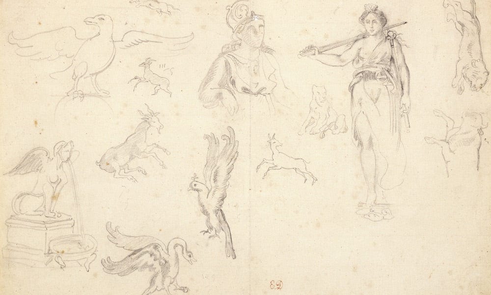 Animal And Figure Studies By Ferdinand Victor Eugene Delacroix Fine Art Print