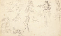 Animal And Figure Studies By Ferdinand Victor Eugene Delacroix Fine Art Print