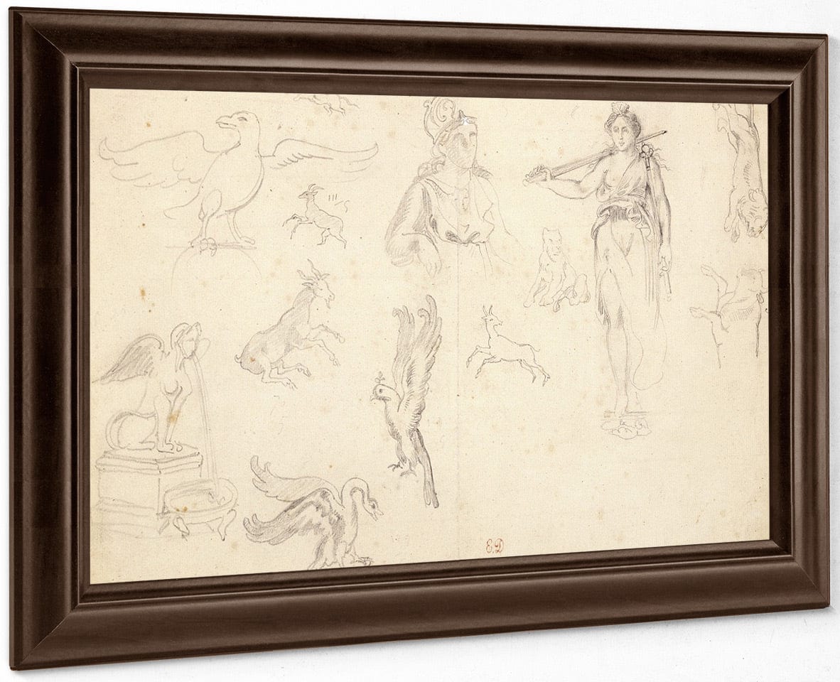 Animal And Figure Studies By Ferdinand Victor Eugene Delacroix Fine Art Print