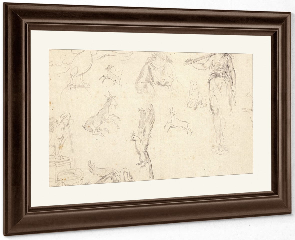 Animal And Figure Studies By Ferdinand Victor Eugene Delacroix Fine Art Print