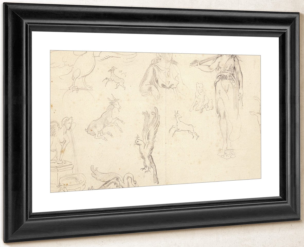Animal And Figure Studies By Ferdinand Victor Eugene Delacroix Fine Art Print