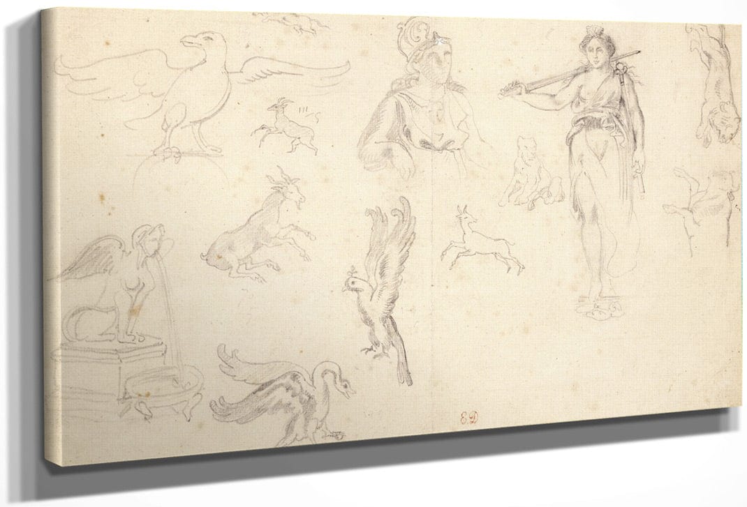 Animal And Figure Studies By Ferdinand Victor Eugene Delacroix Fine Art Print