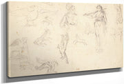 Animal And Figure Studies By Ferdinand Victor Eugene Delacroix Fine Art Print