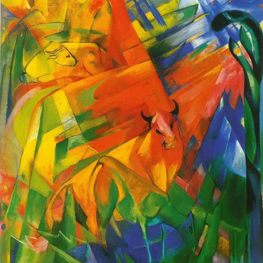 Animals In A Landscape By Franz Marc Fine Art Print