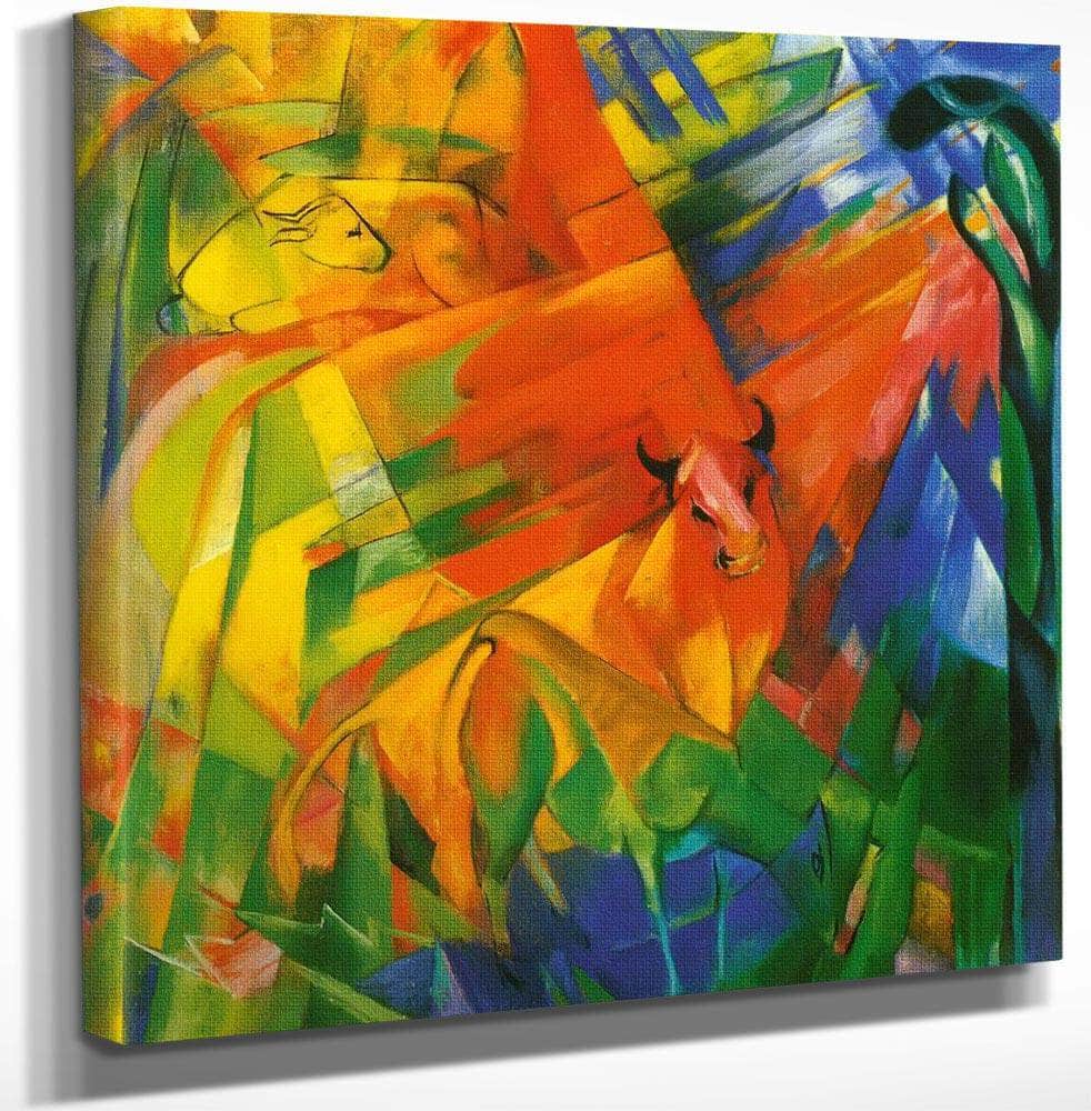 Animals In A Landscape By Franz Marc Fine Art Print