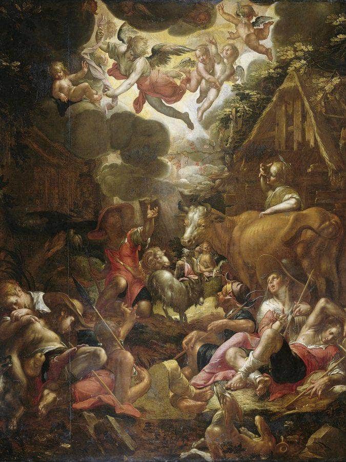 Annunciation To The Shepherds By Joachim Wtewael Fine Art Print