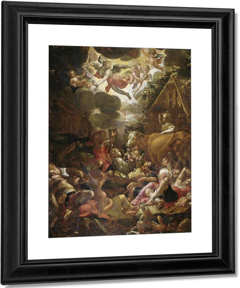 Annunciation To The Shepherds By Joachim Wtewael Fine Art Print