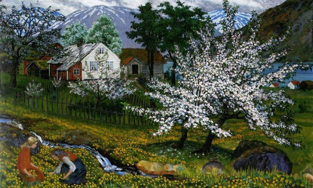 Apple Trees In Blossom By Nicolai Astrup Fine Art Print