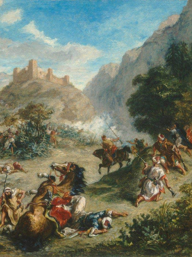 Arabs Skirmishing In The Mountains Eugene Delacroix Fine Art Print