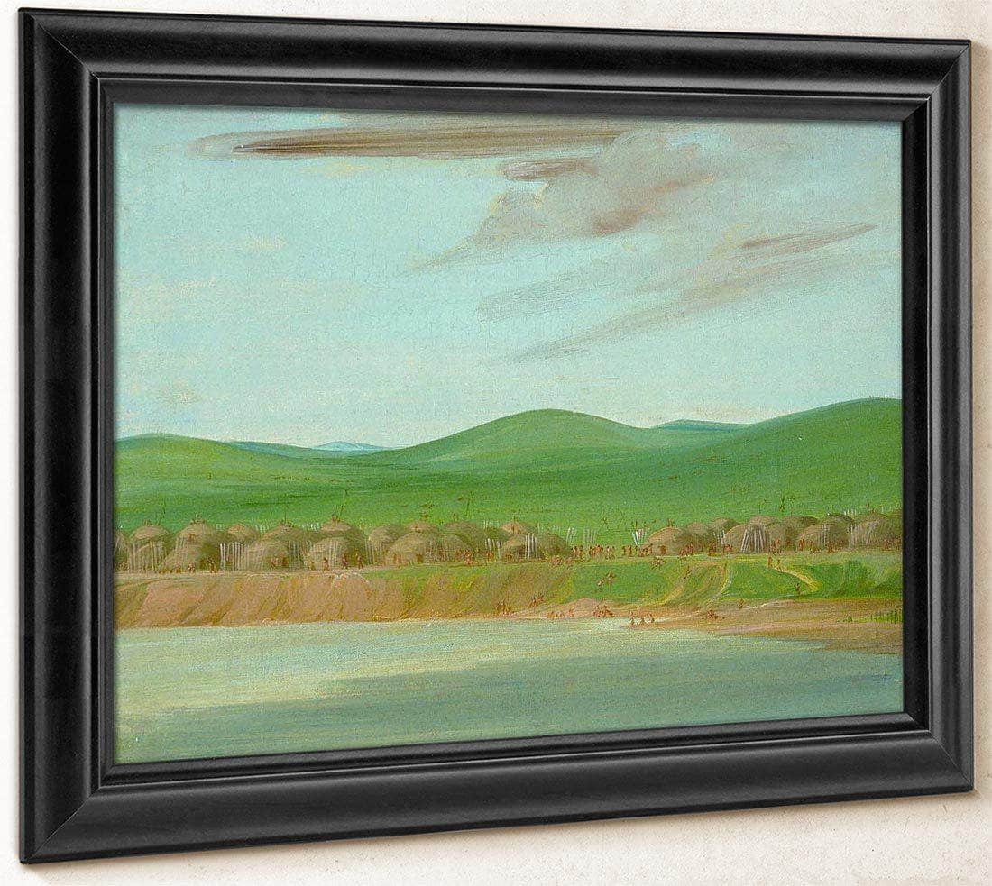 Arikara Village Of Earth Covered Lodges, 1600 Miles Above St. Louis By George Catlin Fine Art Print