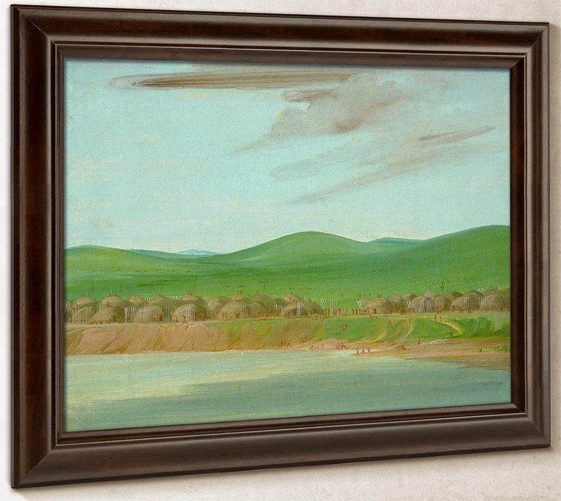 Arikara Village Of Earth Covered Lodges, 1600 Miles Above St. Louis By George Catlin Fine Art Print