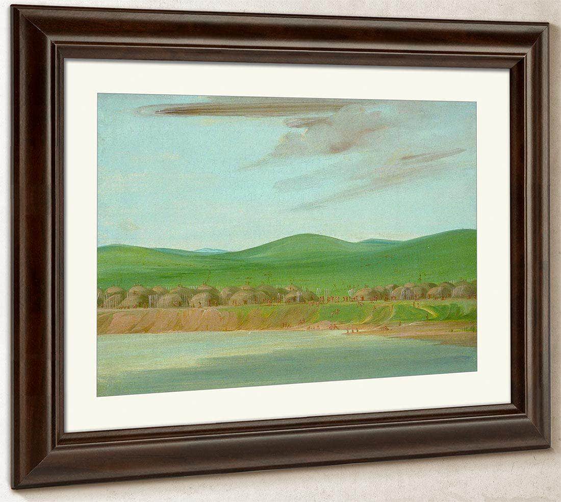 Arikara Village Of Earth Covered Lodges, 1600 Miles Above St. Louis By George Catlin Fine Art Print