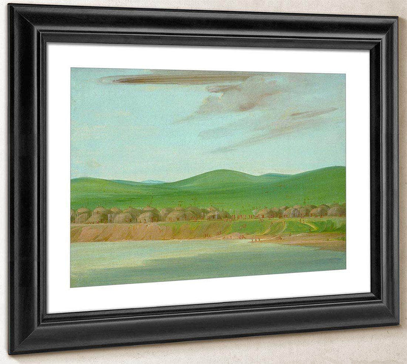 Arikara Village Of Earth Covered Lodges, 1600 Miles Above St. Louis By George Catlin Fine Art Print