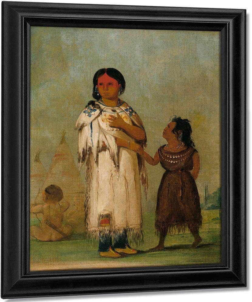 Assiniboin Woman And Child By George Catlin Fine Art Print