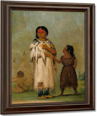 Assiniboin Woman And Child By George Catlin Fine Art Print