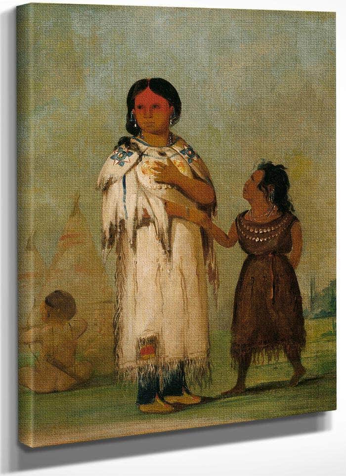 Assiniboin Woman And Child By George Catlin Fine Art Print