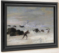 Assiniboine Indians Pursuing Buffalo On Snowshoes By George Catlin Fine Art Print