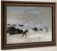 Assiniboine Indians Pursuing Buffalo On Snowshoes By George Catlin Fine Art Print
