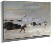 Assiniboine Indians Pursuing Buffalo On Snowshoes By George Catlin Fine Art Print