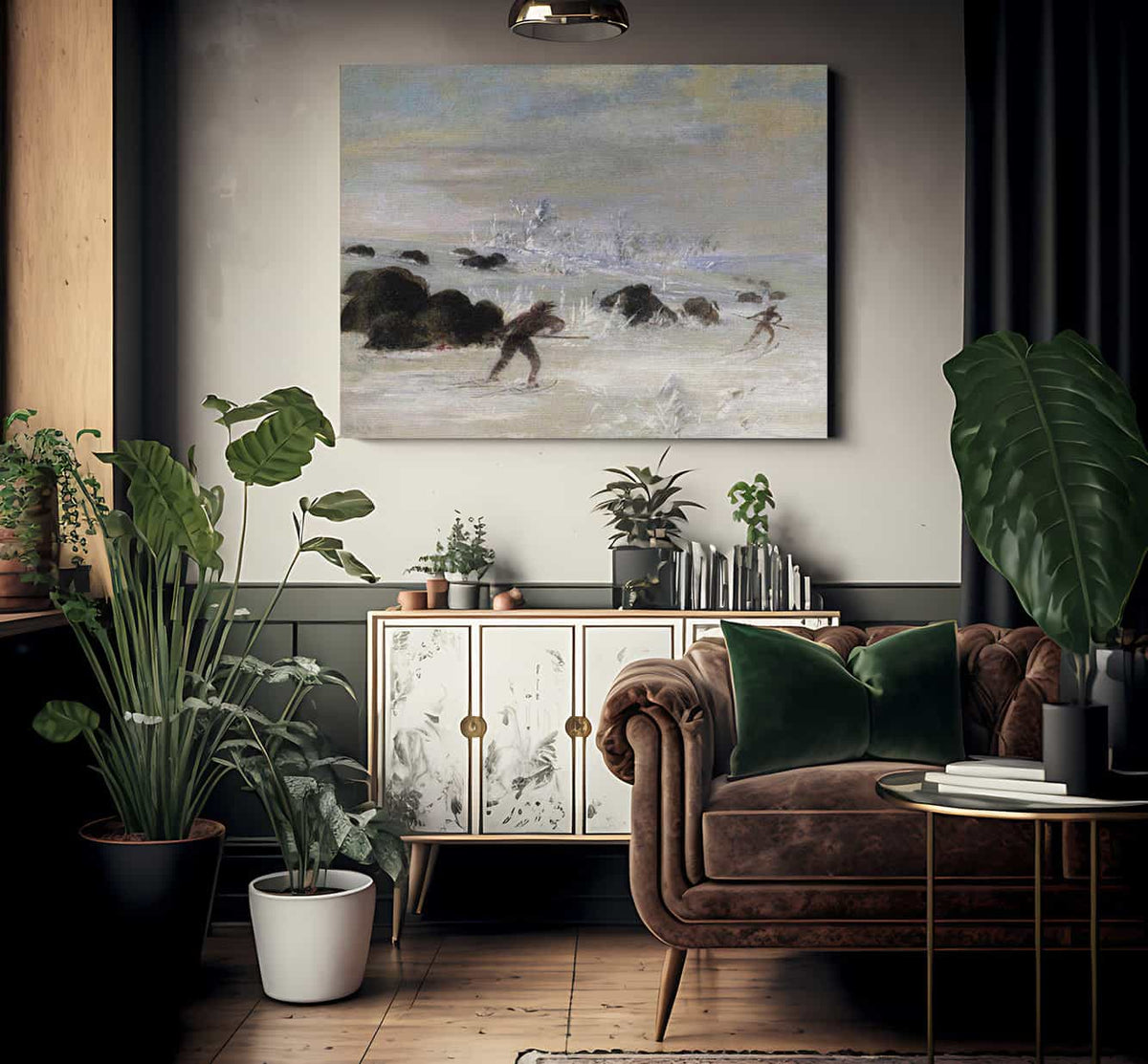 Assiniboine Indians Pursuing Buffalo On Snowshoes By George Catlin Fine Art Print