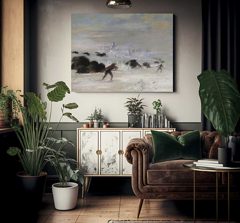 Assiniboine Indians Pursuing Buffalo On Snowshoes By George Catlin Fine Art Print