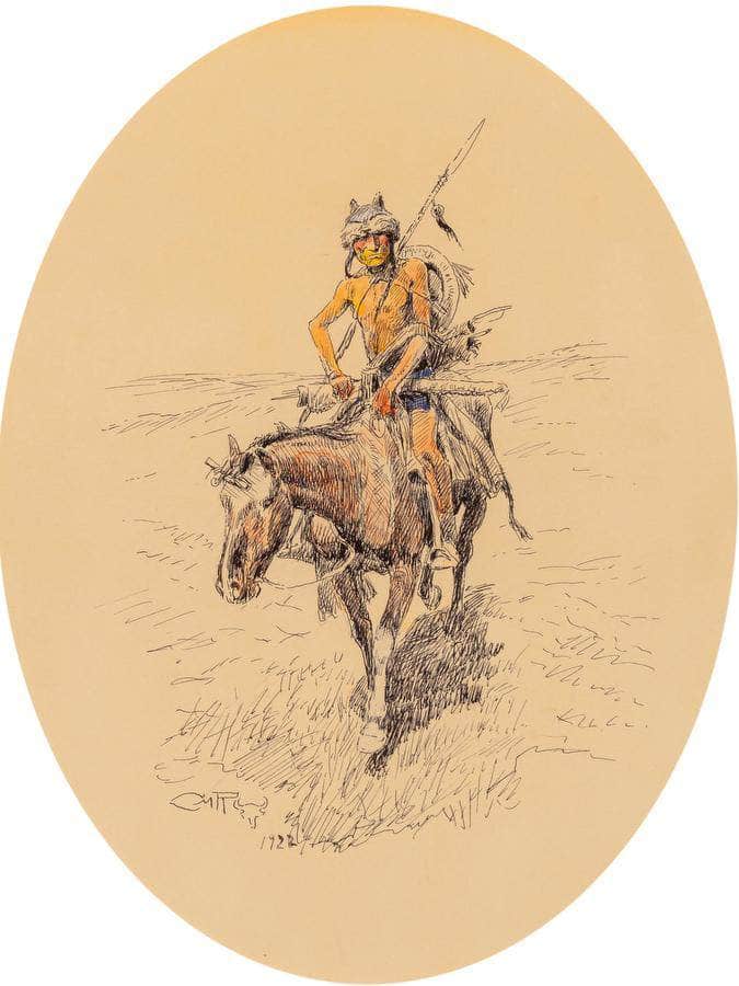 Assiniboine Warrior 1922 By Charles Marion Russell Fine Art Print