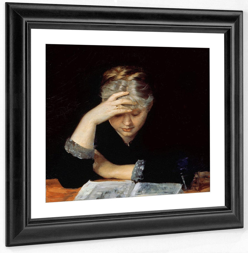 At A Book 1882 By Marie Bashkirtseff Fine Art Print