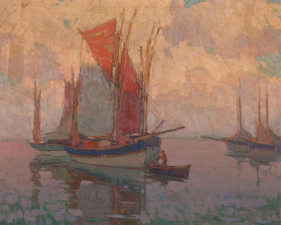 At Anchor, Tuna Boats, Brittany, France By  Edgar Payne Fine Art Print