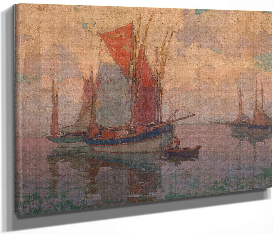 At Anchor, Tuna Boats, Brittany, France By  Edgar Payne Fine Art Print
