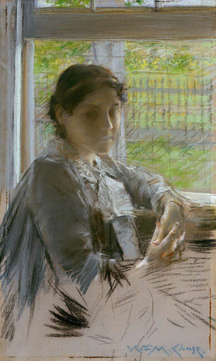 At The Window By Chase William Merritt Fine Art Print