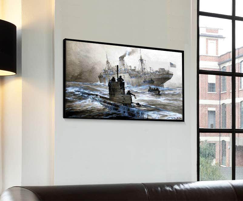 Attack Of U 21 On The Linda Blanche Painting Willy Stower Canvas Art Fine Art Print