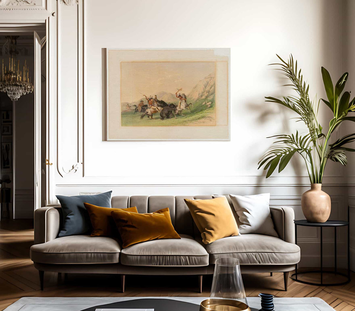 Attacking The Grizzly Bear  No. 19 By George Catlin Fine Art Print