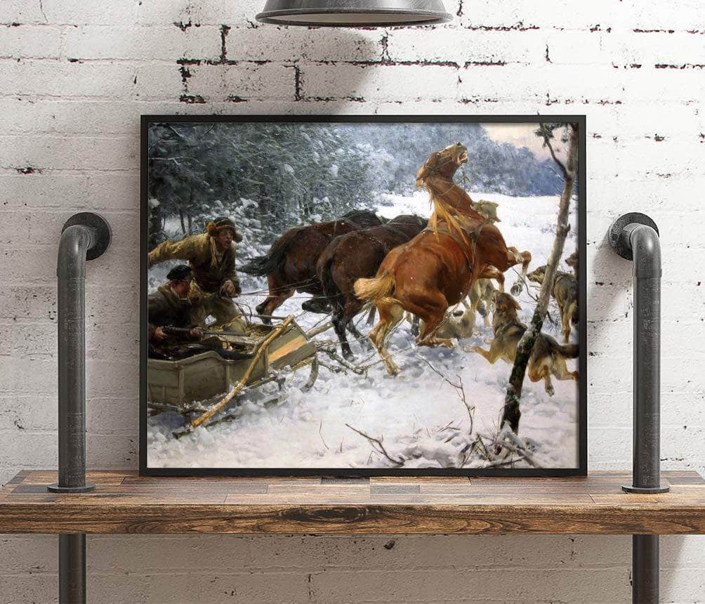 Attacking Wolfpack Painting Alfred Kowalski Canvas Art Fine Art Print
