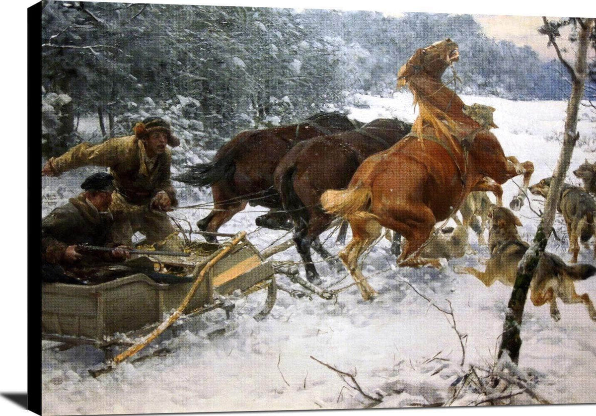 Attacking Wolfpack Painting Alfred Kowalski Canvas Art Fine Art Print