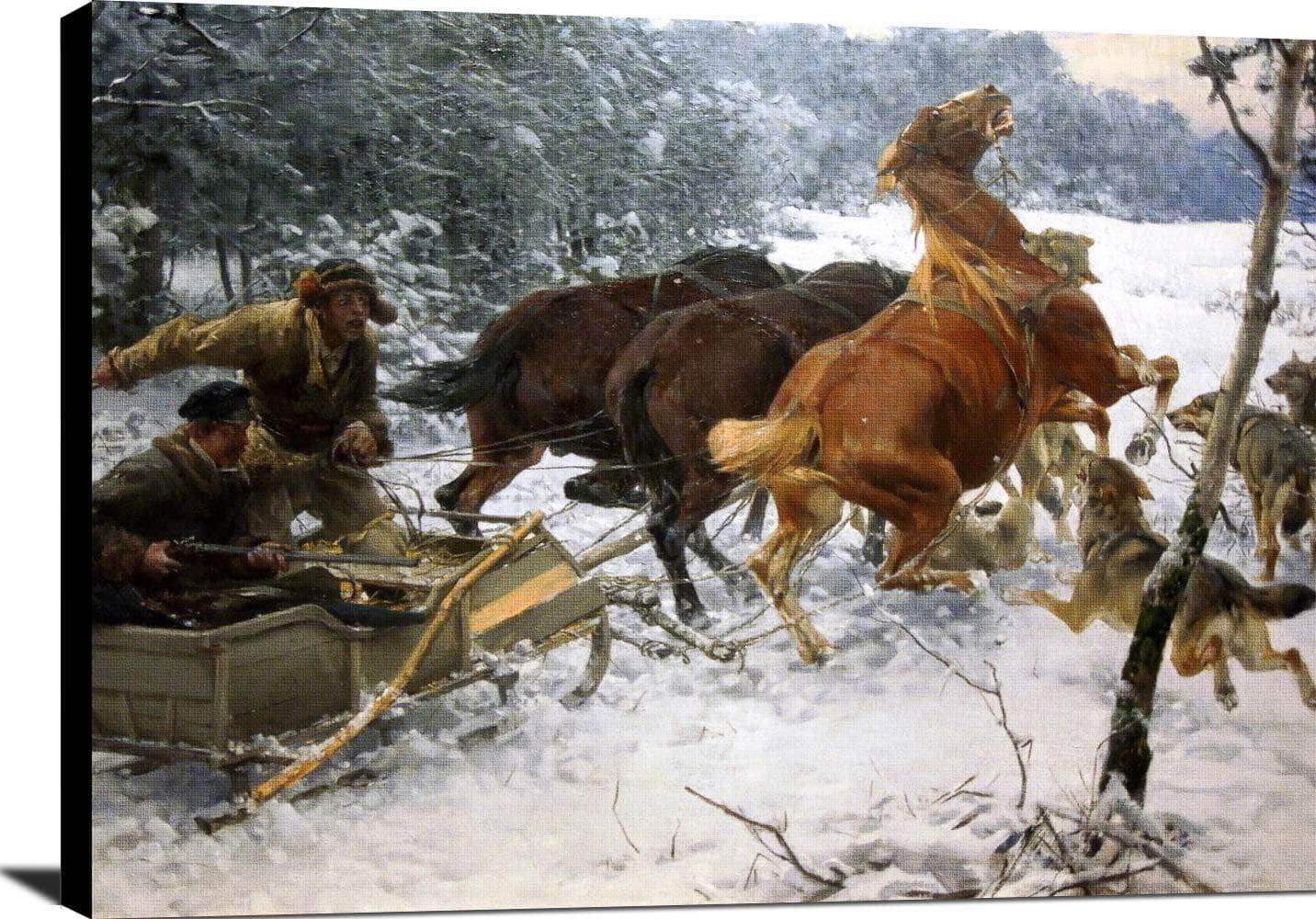 Attacking Wolfpack Painting Alfred Kowalski Canvas Art Fine Art Print