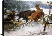 Attacking Wolfpack Painting Alfred Kowalski Canvas Art Fine Art Print