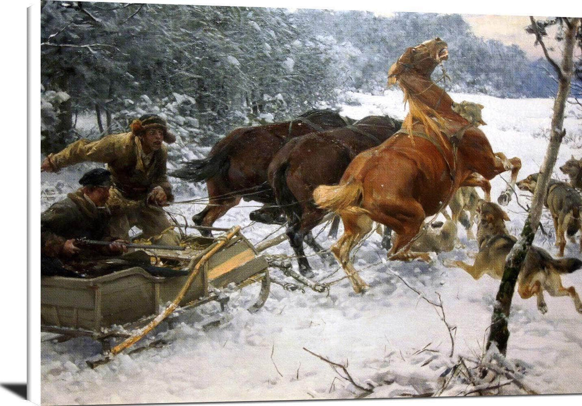 Attacking Wolfpack Painting Alfred Kowalski Canvas Art Fine Art Print