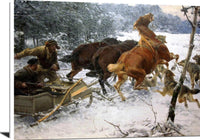 Attacking Wolfpack Painting Alfred Kowalski Canvas Art Fine Art Print