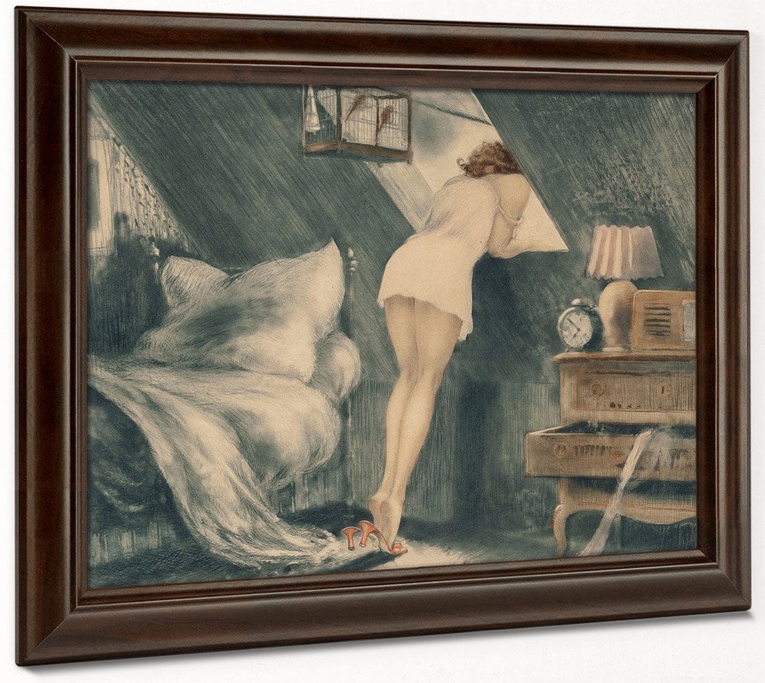 Attic Room 1940 By Louis Icart Fine Art Print