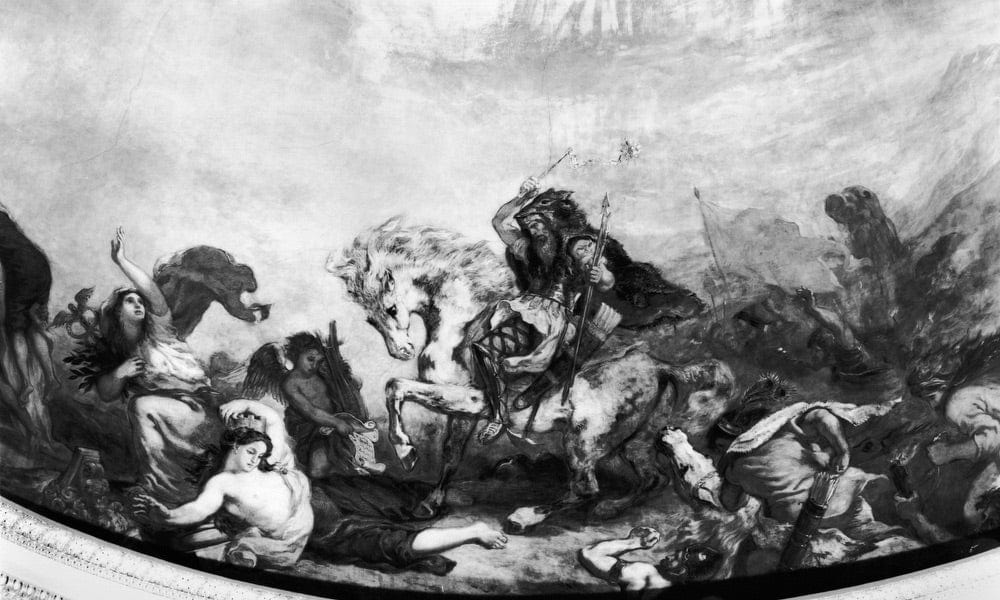 Attila The Hun (C.406 453) And His Hordes Overrunning Italy And The Arts By Ferdinand Victor Eugene Delacroix Fine Art Print