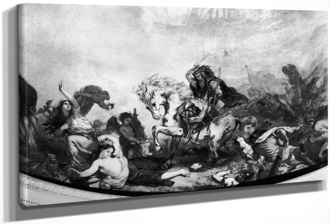 Attila The Hun (C.406 453) And His Hordes Overrunning Italy And The Arts By Ferdinand Victor Eugene Delacroix Fine Art Print