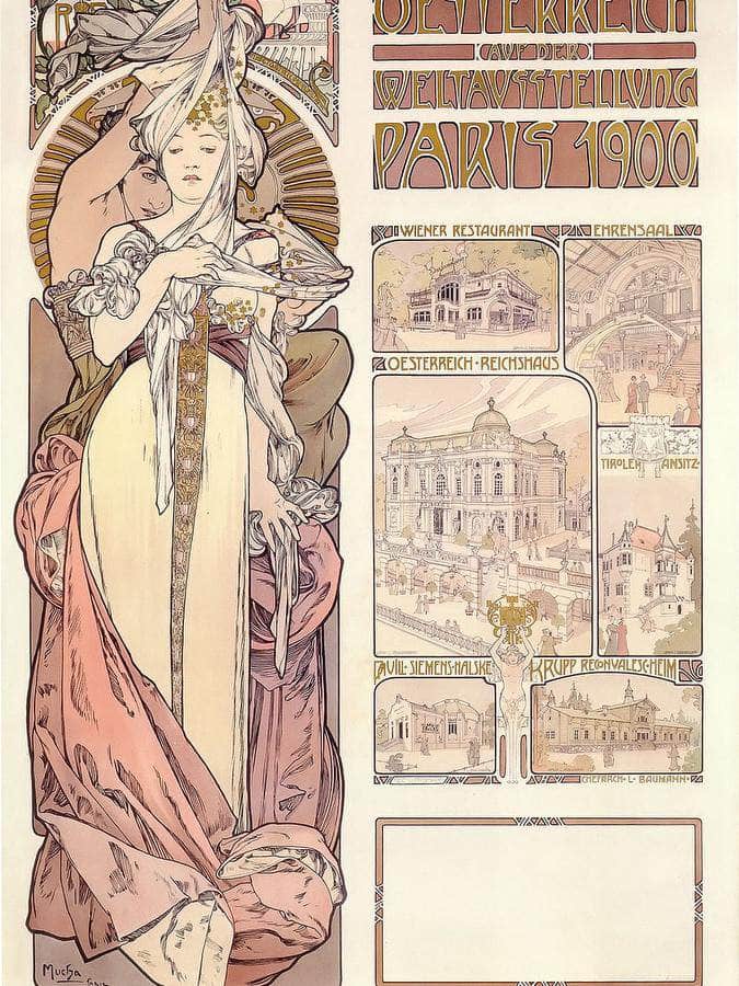 Austria At The World Exhibition By Alphonse Mucha Fine Art Print