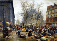Autumn Market At Les Halles Painting Marie Francois Firmin Girard Canvas Art Fine Art Print