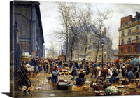 Autumn Market At Les Halles Painting Marie Francois Firmin Girard Canvas Art Fine Art Print