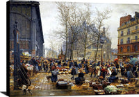 Autumn Market At Les Halles Painting Marie Francois Firmin Girard Canvas Art Fine Art Print