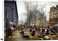 Autumn Market At Les Halles Painting Marie Francois Firmin Girard Canvas Art Fine Art Print