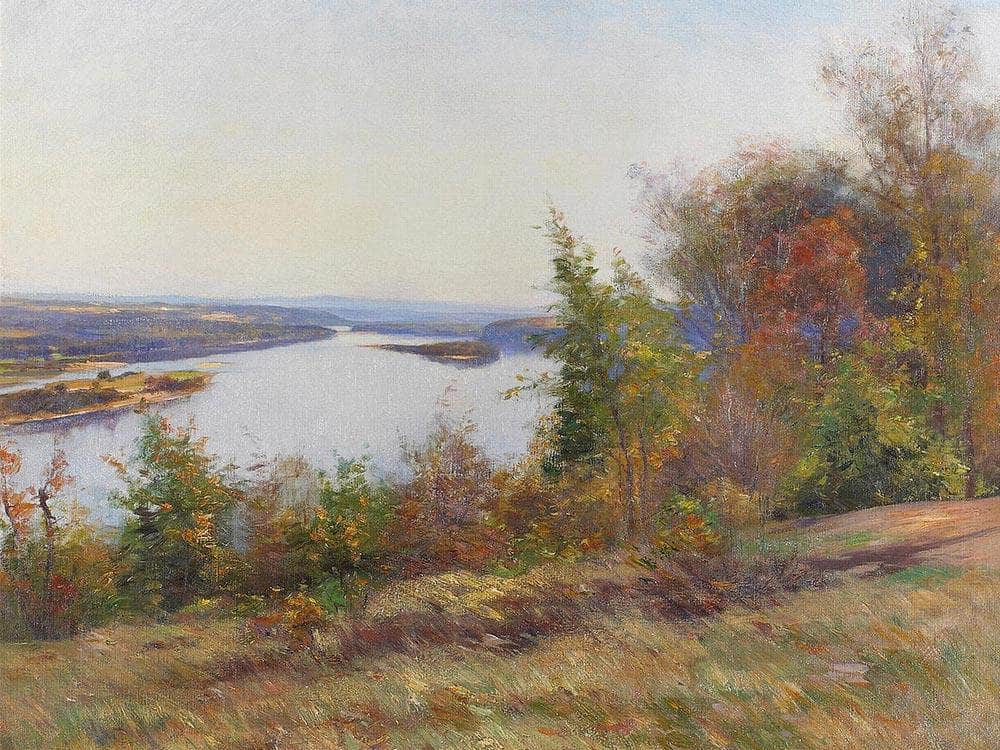 Autumn Trees Overlooking A River By William Wendt Fine Art Print