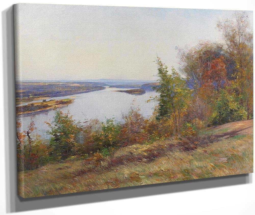 Autumn Trees Overlooking A River By William Wendt Fine Art Print
