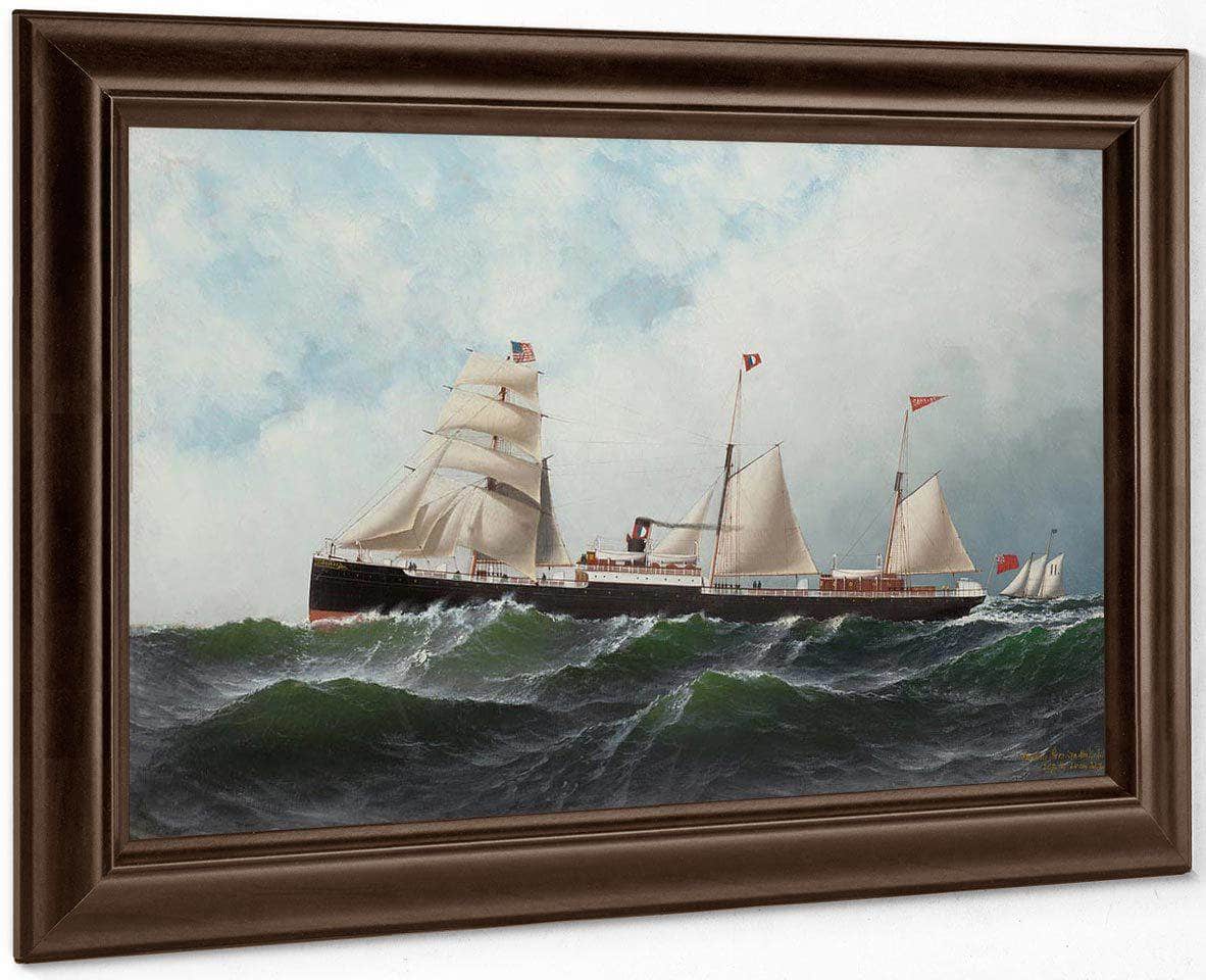 Auxiliary Steamship Somerset 1877 By Antonio Jacobsen Fine Art Print